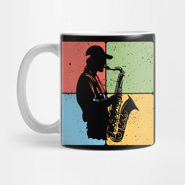 Jazz Saxophone Player Retro Music Art by TuncGK
